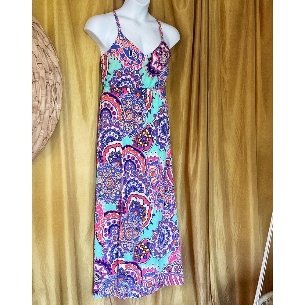 Judith March, Large, Filigree Dress Aqua Racer Back